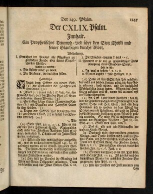 1247-1252, Der CXLIX. Psalm