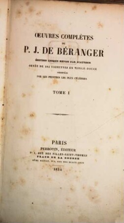 Oeuvres complètes de P. J. de Béranger, 1