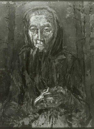 Alte Frau im Tuch (wohl die Mutter Friederike Böckstiegel)