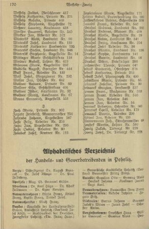 Verzeichnis der Gewerbetreibenden Pohrlitz