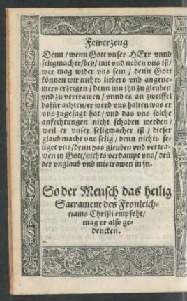 So der Mensch das heilig Sacrament des Fronleichnams Christi empfeht/ mag er also gedencken.
