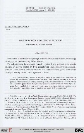 48/49.2000/01: Muzeum Diecezjalne w Płocku : historia budywy obiektu