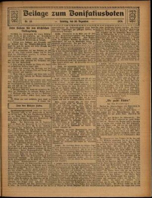Zweite Ausgabe vom Sonntag, den 30. Dezember 1928.