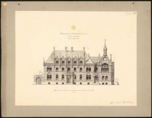 Kreisständehaus, Kreuznach: Ansicht von der Hauptseite 1:200