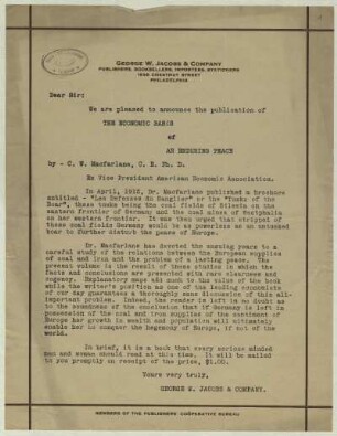 [14]: Brief der George W. Jacobs & Company an Hans Steffen