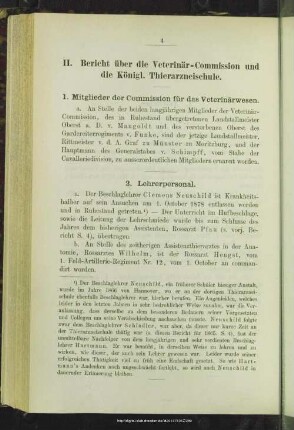 II. Bericht über die Veterinär-Commission und Königliche Thierarzneischule