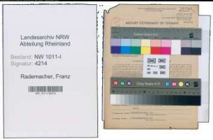 Entnazifizierung Franz Rademacher , geb. 16.06.1893 (Schreinermeister)