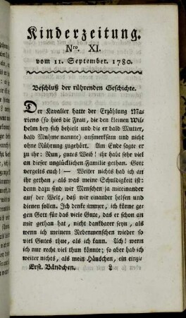 Nro. XI. vom 11. September. 1780.