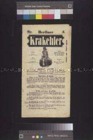 Politisch-satirische Zeitschrift: Berliner Krakehler, Nr. 5; 7. Juni 1848, 10. Aufl.