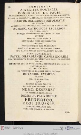 Numismata Advertite Mortales Concordiae Et Pacis [...]