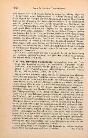 380 [Rezension] Jung, C. G., Mysterium Coniunctionis