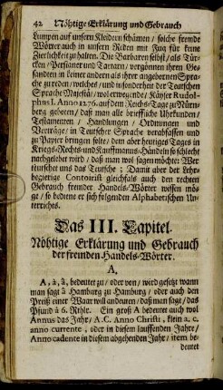 Das III. Capitel. Nöhtige Erklärung und Gebrauch der fremden Handels-Wörter.