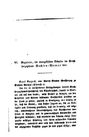 Regulativ, die evangelischen Schulen im Großherzogthum Sachsen-Weimar betr.