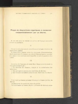 Projet de dispositions organiques à consacrer vraisemblablemant par un décret.