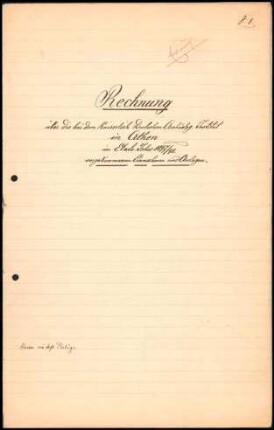 Abrechnung 1897/1898 (Entwurf)
