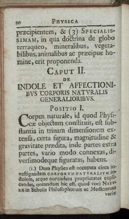 Caput II. De Indole Et Affectionibus Corporis Naturalis Generalioribus.
