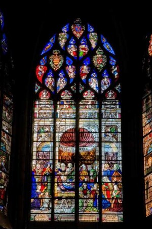 Frankreich. Auvergne. Allier. Moulins. Cathedrale Notre Dame. Kirchenfenster