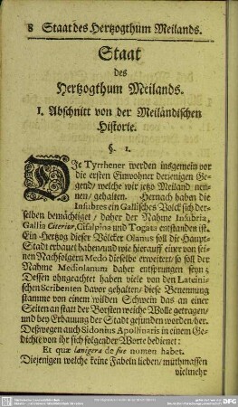 Staat des Hertzogthum Meilands