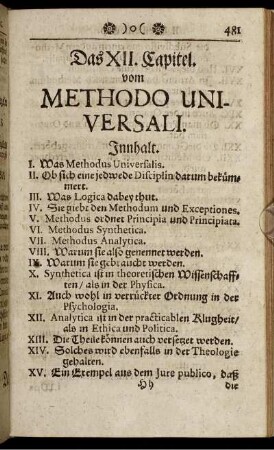 Das XII. Capitel. vom Methodo Universali.