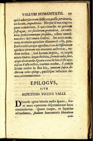 Epilogus, Sive Repetitio Totius Valli.