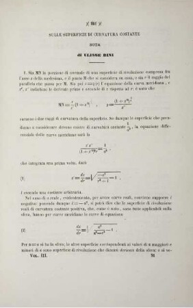 Sulle superficie di curvatura costante.