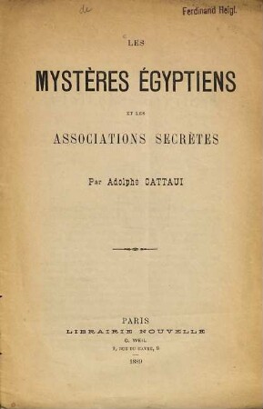Les mystères égyptiens et les associations secrètes