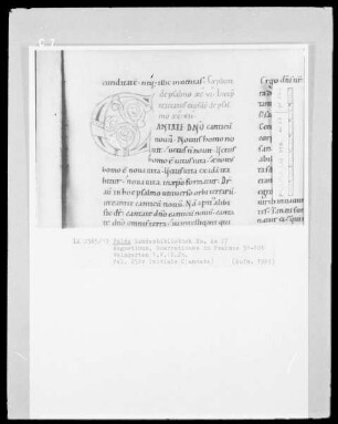 Augustinus, Enarrationes in Psalmos 51-100 — Initiale C (antate), Folio 253 recto