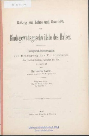 Beitrag zur Lehre und Casuistik der Bindegewebsgeschwülste des Halses