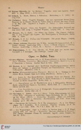 Oper. - Ballet, Tanz (Nr. 929 - 1014a)