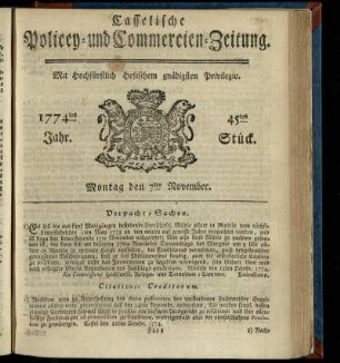45tes Stueck, Montag den 7ten November 1774