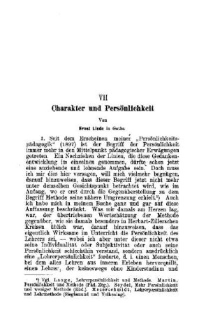 Charakter und Persönlichkeit