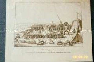 Karikatur auf Napoleons Verbannung nach St. Helena.