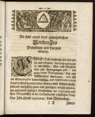 2r-3v, An statt eines sonst gewohnlichen Vorberichts Protestiren wir hiermit offentlich