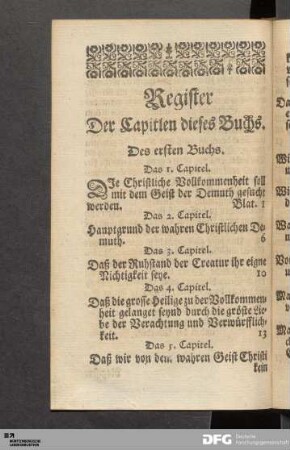 Register Der Capitlen dieses Buchs.