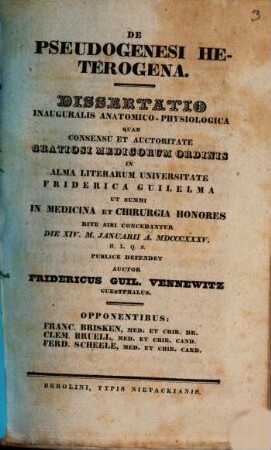 De pseudogenesi heterogena : diss. inaug. anat. physiol.