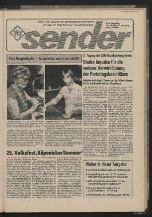 Betriebszeitung 'WF-Sender', Nr.26/1986 (4. Juniausgabe 1986)
