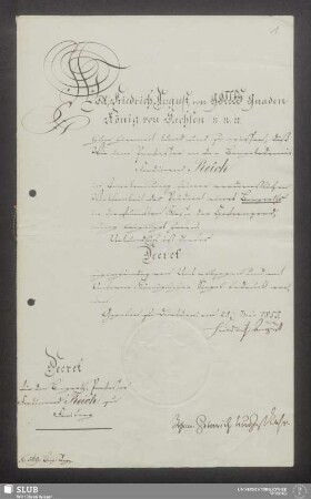 8,3: Decret für den Bergrath, Professor Ferdinand Reich zu Freiberg - XVII 486 4. (8,3)