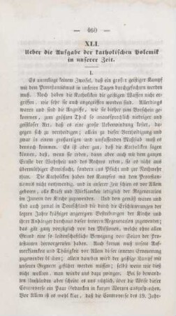 460-465 Ueber die Aufgabe der katholischen Polemik in unserer Zeit