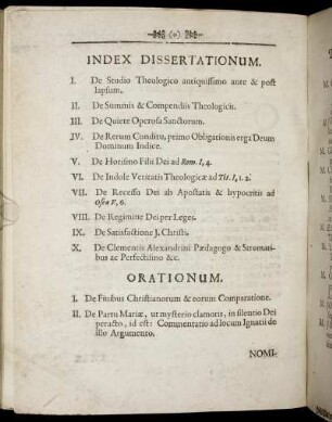 Index /Dissertationum. - Orationum.
