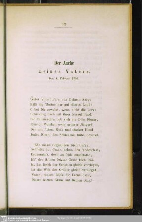 Der Asche meines Vaters : Dem 8. Februar 1799