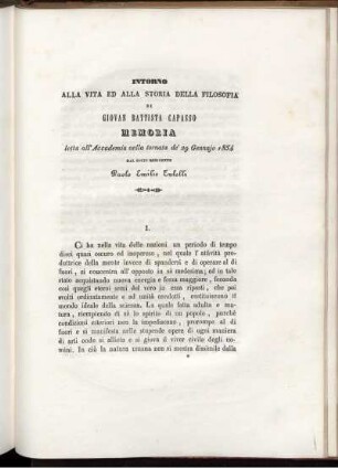 INTORNO ALLA VITA ED ALLA STOMA DELLA FILOSOFIA