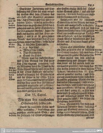 Das VI. Capitel. Wie man den rauchenden Oefen leichtlich helffen solle.