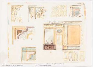 Wanddetails eines Restaurants, Paris: Wand- und Deckenmalerei