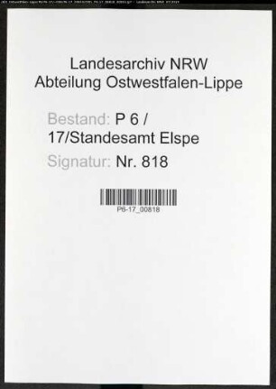 Sterberegister Standesamt Elspe