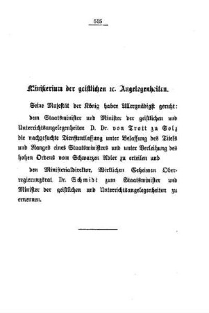 Ministerium der geistlichen etc. Angelegenheiten