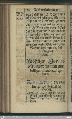 Nöthige Vor-bereitung, wan man zum heiligen Abendmahl gehen wil
