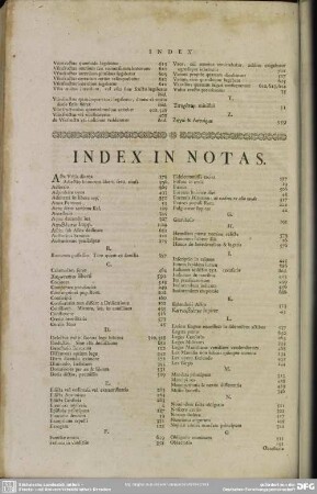 Index In Notas