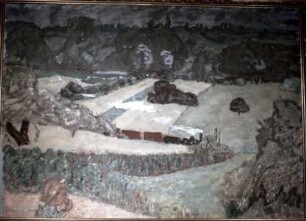 Landschaft mit Eisenbahn