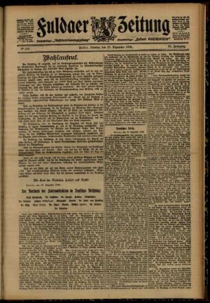 Erste Ausgabe vom Montag, den 17. Dezember 1906.