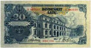 Geldschein, 20 Lati, 1940